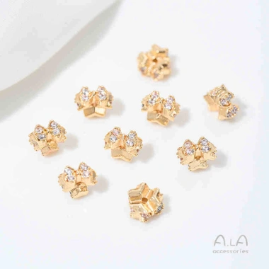 Hạt Spacer 14K dát bông tuyết Zircon thập tự làm - Giá ưu đãi 28.425 VND