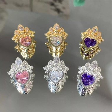 Hạt Spacer 14k Vương miện rỗng Trái tim tự làm - Giá chỉ 73.224 VND