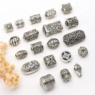 Hạt Spacer Bạc Tây Tạng Six-Character Mantra DIY Phụ Kiện phong thủy - Giá chỉ 22 581 VND 5