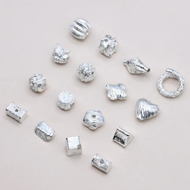 Hạt Spacer Sọc Bạc Sáng Hình Trái Tim Dập Nổi - Tự Làm Đồ Trang Trí 36.532 VND