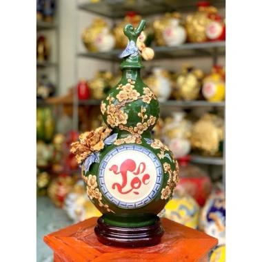 Hồ lô Bát Tràng 40cm phong thủy hút tài lộc chữ Lộc cao cấp đắp nổi - Giá 1,280,000₫