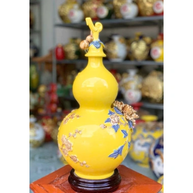 Hồ lô Bát Tràng 40cm phong thủy hút tài lộc chữ Lộc cao cấp đắp nổi - Giá 1,280,000₫