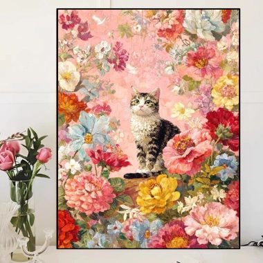 Hoa Dễ Thương Mèo Cross Stitch 2.025 - Ren Thêu Phong Cách Mới, Gói Thêu Tay Tự Làm Bộ