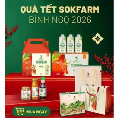 Hỏa tốc Sét Quà Tết 2.026 - Bộ quà Mật Hoa Dừa Organic Sokfarm USDA EU, sức khỏe trọn vẹn