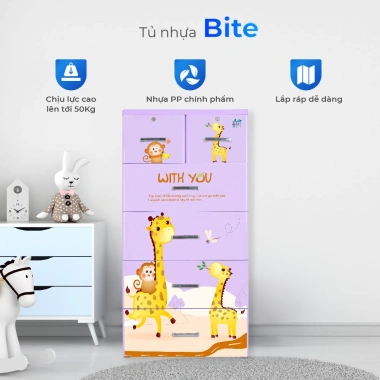 HỎA TỐC Tủ nhựa Bite 5 tầng QUI PHÚC Đựng quần áo tiện lợi, an toàn, lớn