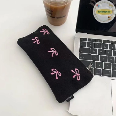 Hộp Đựng Bút Chì Nơ Đen Pufangnice Ins - Đơn Giản, Dung Lượng Lớn, Văn Phòng & Học Tập, 59.832đ