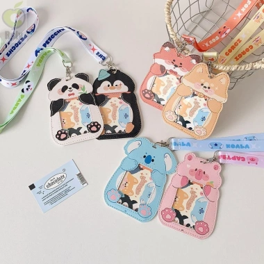 Hộp đựng thẻ ROLY da PU chống nước, dây buộc Photocard, thẻ xe buýt trẻ em