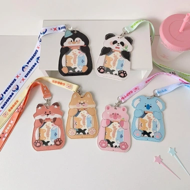Hộp đựng thẻ ROLY da PU chống nước, dây buộc Photocard, thẻ xe buýt trẻ em
