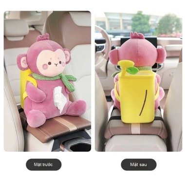 Hộp khăn giấy xe hơi 2 trong 1 - Thùng rác & Hút giấy, thiết kế dễ thương cho nội thất ô tô 2