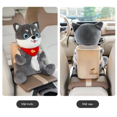 Hộp khăn giấy xe hơi 2 trong 1 - Thùng rác & Hút giấy, thiết kế dễ thương cho nội thất ô tô 5