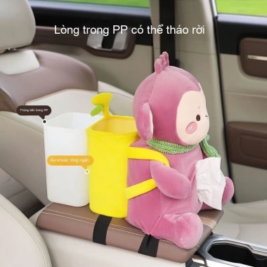 Hộp khăn giấy xe hơi 2 trong 1 - Thùng rác & Hút giấy, thiết kế dễ thương cho nội thất ô tô 8