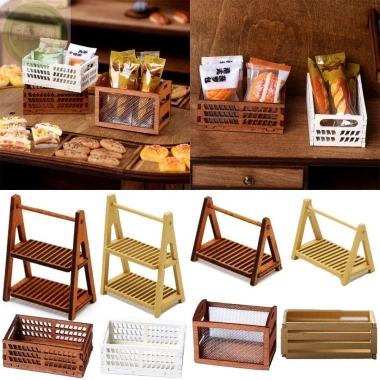 Hộp lưu trữ nhà búp bê FLAZEA – Kệ gỗ mini đa màu, giỏ bánh mì, giá ưu đãi 29.590₫