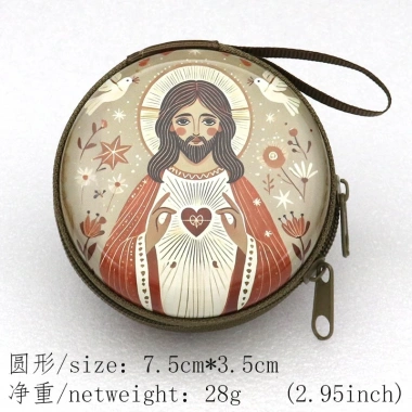 Hộp lưu trữ trang sức Công giáo Mân Côi - Túi đựng tiền xu, tai nghe, khóa kéo, thiết kế nam, giá 96.120₫ 5