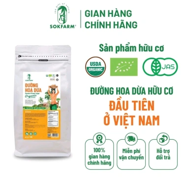 Hũ đường 160g cho bé Đường Hoa Dừa Organic Sokfarm – Ngọt thanh tự nhiên, không tinh luyện, 135k