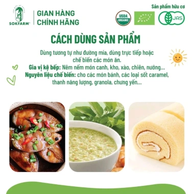 Hũ đường 160g cho bé Đường Hoa Dừa Organic Sokfarm – Ngọt thanh tự nhiên, không tinh luyện, 135k