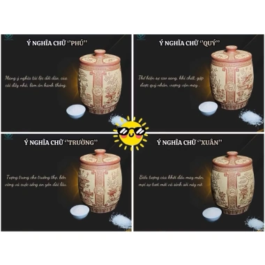 Hũ Gạo 20kg Gốm Bát Tràng Khắc Nổi Hoạ Tiết Phú Quý Trường Xuân - Phong Thủy 9