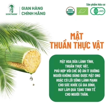 Hũ mini 65g Mật Hoa Dừa Organic Sokfarm – Ngọt thanh, thay thế mật ong cho bé