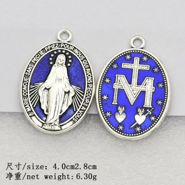 Huy chương Đức Mẹ Đồng Trinh Mary - Mặt dây chuyền Unisex, vòng cổ công giáo, móc khóa DIY, giảm giá 20% 3