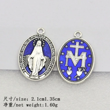 Huy chương Đức Mẹ Đồng Trinh Mary - Mặt dây chuyền Unisex, vòng cổ công giáo, móc khóa DIY, giảm giá 20% 5