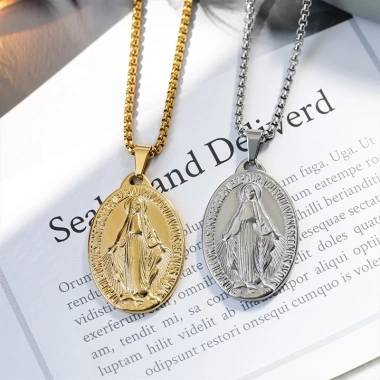 Huy chương Đức Mẹ Thép không gỉ - Mặt dây chuyền Charm DIY Trang sức tôn giáo Quà tặng bí tích Giá 77.000đ