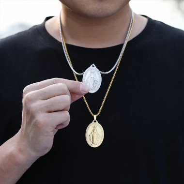 Huy chương Đức Mẹ Thép không gỉ - Mặt dây chuyền Charm DIY Trang sức tôn giáo Quà tặng bí tích Giá 77.000đ