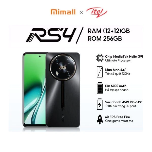 Hình ảnh sản phẩm Itel RS4 12/256GB NFC 5.000mAh 120Hz Sạc Nhanh 45W - Bảo hành 12 tháng - Hàng chính hãng
