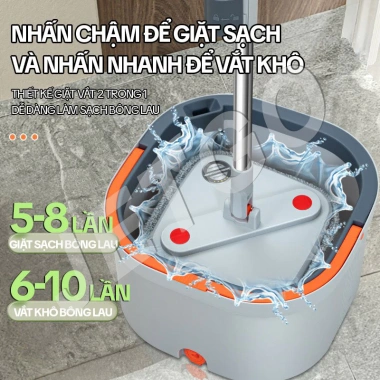 JETGO Cây Lau Nhà 2 Ngăn Tách Nước Bẩn, Tự Vắt Khô, Chổi Xoay 360 Độ - 284.050 VND