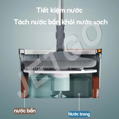 JETGO Cây Lau Nhà 2 Ngăn Tách Nước Bẩn, Tự Vắt Khô, Chổi Xoay 360 Độ - 284.050 VND