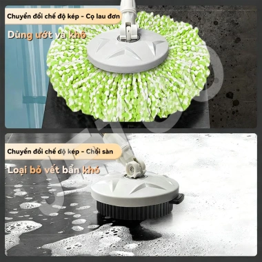 JETGO Cây lau nhà xoay thép không gỉ, microfibre siêu hút nước, bánh xe kèm thùng
