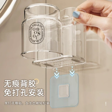 Kệ đựng bàn chải xi lanh + cốc nước súc miệng, đèn sang trọng, cặp đôi treo tường, bộ kem đánh răng - Giảm 20%