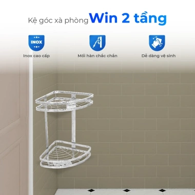Kệ góc nhà tắm Win QUI PHÚC inox 201 cao cấp không gỉ 2 tầng tiết kiệm không gian 125.090₫