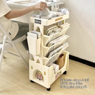 Kệ sách đa năng di động cho trẻ em, lưu trữ trên sàn, dưới bàn, nhiều lớp - Giá ưu đãi 525.000₫