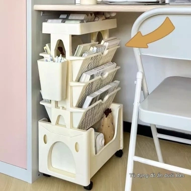 Kệ sách đa năng di động cho trẻ em, lưu trữ trên sàn, dưới bàn, nhiều lớp - Giá ưu đãi 525.000₫