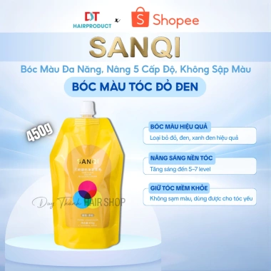 Kem Bóc Màu Tóc SANQI 450g – Bóc Đa Dạng, Nâng Sáng 5 Cấp Độ, Không Sập Màu, 95.000 VND