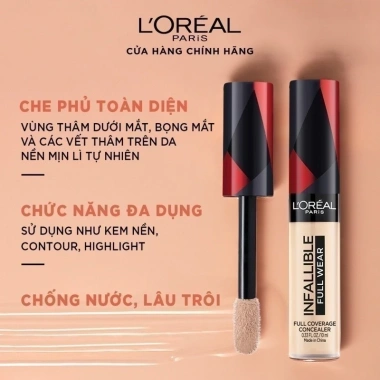 Kem Che Khuyết Điểm L'Oreal Paris Infallible Full Wear 10ml - Độ Che 100%, Không Lo Trôi, Giá 259k