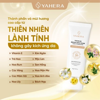 Kem Chống Nắng Phổ Rộng YAHERA SPF50+ PA++++ - Nâng Tone Da, Giá Sale 250K 4 Kem Chống Nắng Phổ Rộng YAHERA SPF50+ PA++++ - Nâng Tone Da, Giá Sale 250K 4
