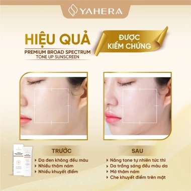 Kem Chống Nắng Phổ Rộng YAHERA SPF50+ PA++++ - Nâng Tone Da, Giá Sale 250K 6 Kem Chống Nắng Phổ Rộng YAHERA SPF50+ PA++++ - Nâng Tone Da, Giá Sale 250K 6