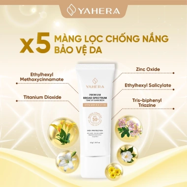 Kem Chống Nắng Phổ Rộng YAHERA SPF50+ PA++++ - Nâng Tone Da, Giá Sale 250K 7 Kem Chống Nắng Phổ Rộng YAHERA SPF50+ PA++++ - Nâng Tone Da, Giá Sale 250K 7