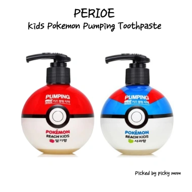 Kem đánh răng Pokémon PERIOE REACH 250g - Hương dâu tây/táo, Fluoride 1.000ppm, Dễ bơm, Giá 366k