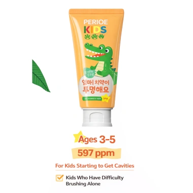 Kem đánh răng trong suốt PERIOE Kids 80g Fluoride 597ppm/1.450ppm, chăm sóc nhẹ nhàng cho trẻ, Made in Hàn Quốc 3