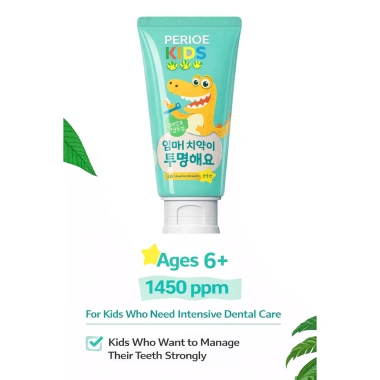 Kem đánh răng trong suốt PERIOE Kids 80g Fluoride 597ppm/1.450ppm, chăm sóc nhẹ nhàng cho trẻ, Made in Hàn Quốc 4