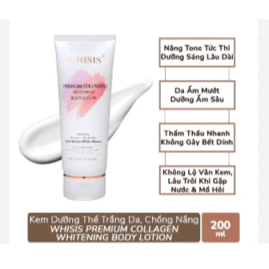 Kem Dưỡng Thể Trắng Da WHISIS 200ml - Collagen, Chống Nắng, Dưỡng ẩm Sáng Da 4