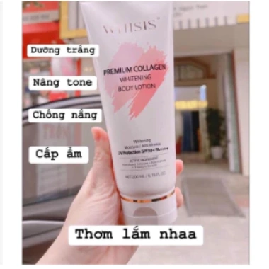 Kem Dưỡng Thể Trắng Da WHISIS 200ml - Collagen, Chống Nắng, Dưỡng ẩm Sáng Da 5