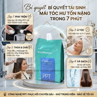 Kem Hấp Phục Hồi PPT KreAteme 970g - Khử Kiềm Hấp Nóng Ủ Lạnh Tóc Hư Tổn Giá 225.000 6