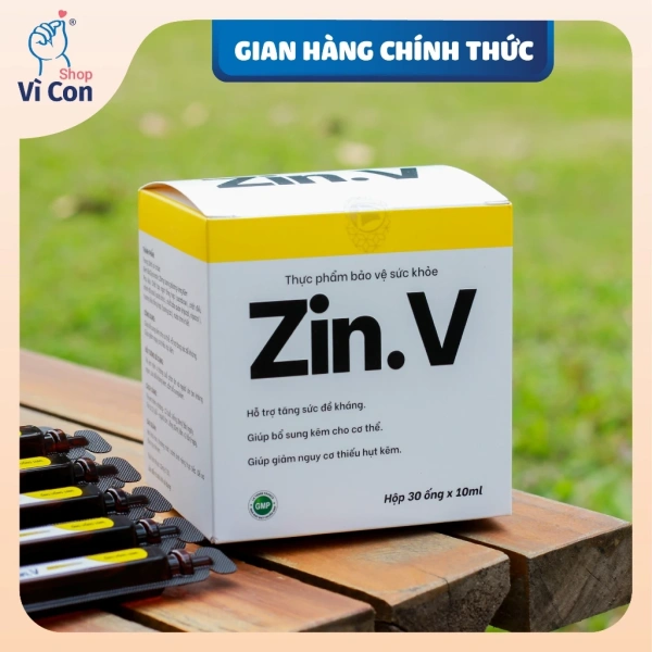 Hình ảnh sản phẩm Kẽm hữu cơ Zin.V dễ uống, hấp thu nhanh - Hộp 30 ống giảm giá 300.000₫