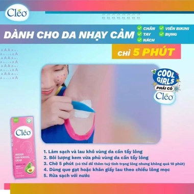 Kem Tẩy Lông CLEO Hair Removal Cream 115k - Loại bỏ lông nhanh, da mềm mịn 2