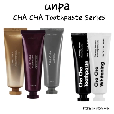 Kem Unpa CHA CHA CHA Than – Làm trắng da, Fluoride 1.450ppm, chăm sóc nướu, Pro Golden Barrier, Hàn Quốc