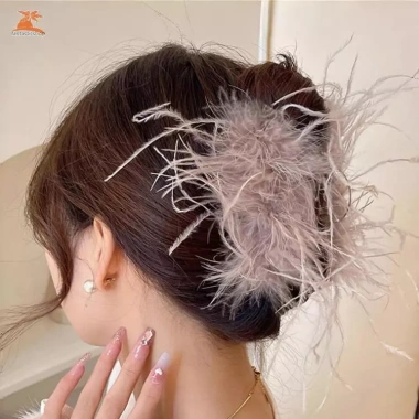 Kẹp Tóc Lông Vũ Cá Mập Sang Trọng - Phụ Kiện Tóc Đằng Sau, Giá 88.452 VND