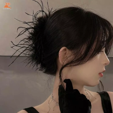 Kẹp Tóc Lông Vũ Cá Mập Sang Trọng - Phụ Kiện Tóc Đằng Sau, Giá 88.452 VND