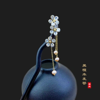 Kẹp tóc tím ánh sáng Mun phong cách cổ xưa, phụ kiện Hanfu giảm 18% 4